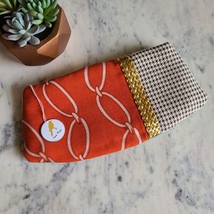 NWT Love Mert Handmade Artisinal Clutch Handbag Orange Teal Vintage Fabrics